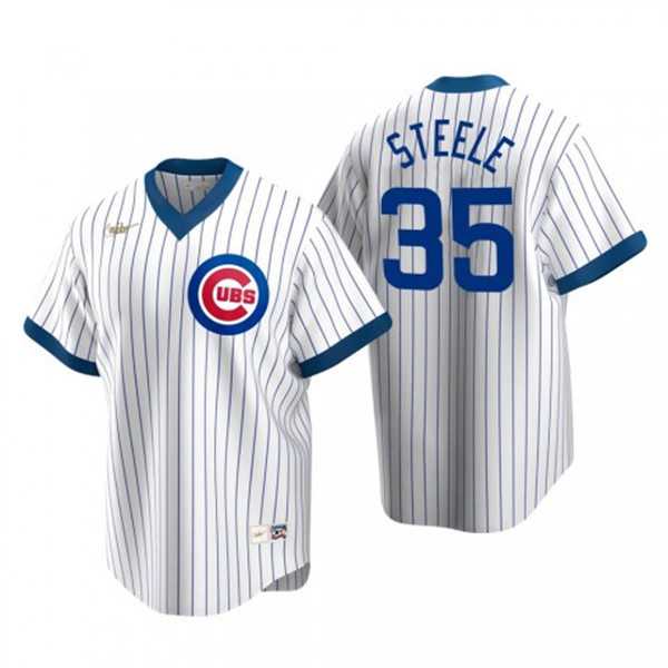 Men's Chicago Cubs #35 Justin Steele Nike White Pullover Cooperstown Jersey Dzhi